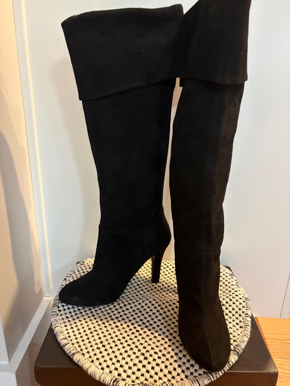 Colin Stuart Black Over-the-Knee Suede High-Heel Boots